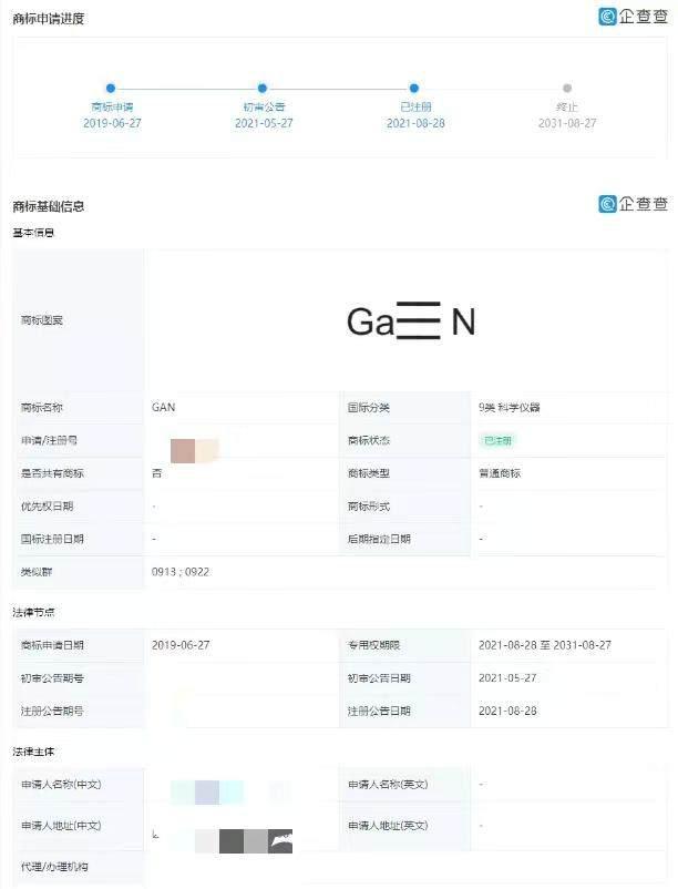 深圳芯片厂商抢注氮化镓英文商标！
